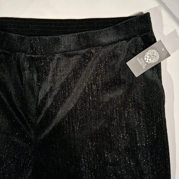 VINCE CAMUTO PANTS  3X  Black Gold Metallic  Velvet  Pull-On Dressy  Pockets NEW - Picture 2 of 9